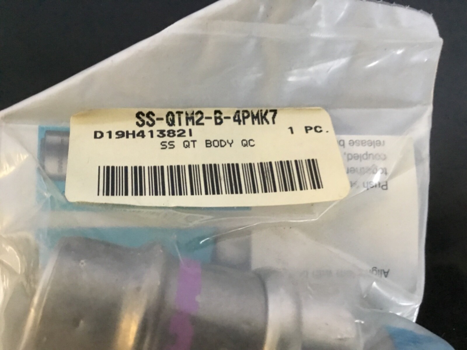 SWAGELOK SS Quick-Connect Body 1/4″ MNPT PURPLE KEY 7 SS-QTM2-B-4PMK7