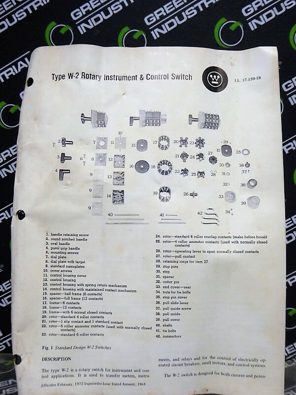 NEW Westinghouse 793A828G01 Parts Repair Kit for Type W-2 Selector Switch