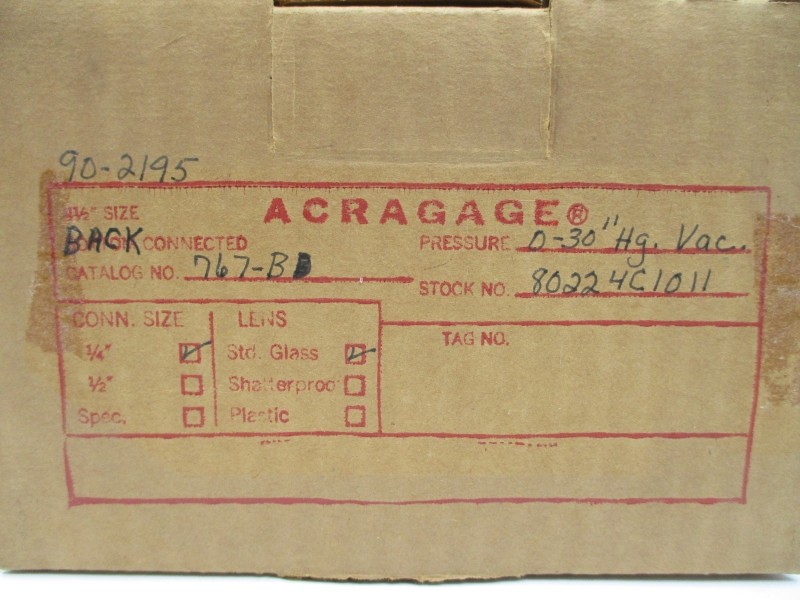 ACRAGAGE 767-B 0-30″HGVAC 1/4″ NSMP