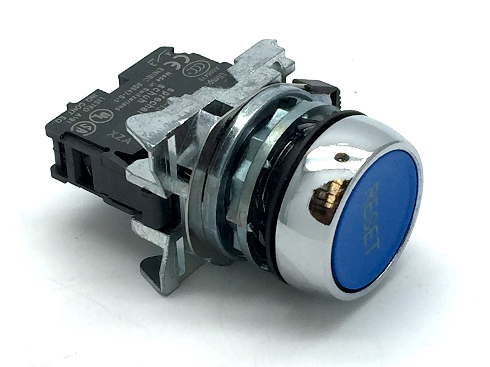 NHP Sprech+Schuh D7MF607MX10 Flush Push Button Metal Blue RESET 1N/C 600VDC 10A