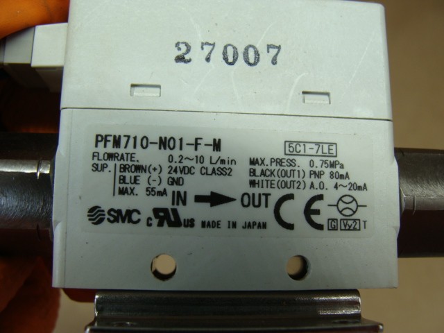 SMC DIGITAL FLOW SWITCH PFM710-N01-F-M 0.2-10 L/MIN 0.75MPa MAX 24VDC IN