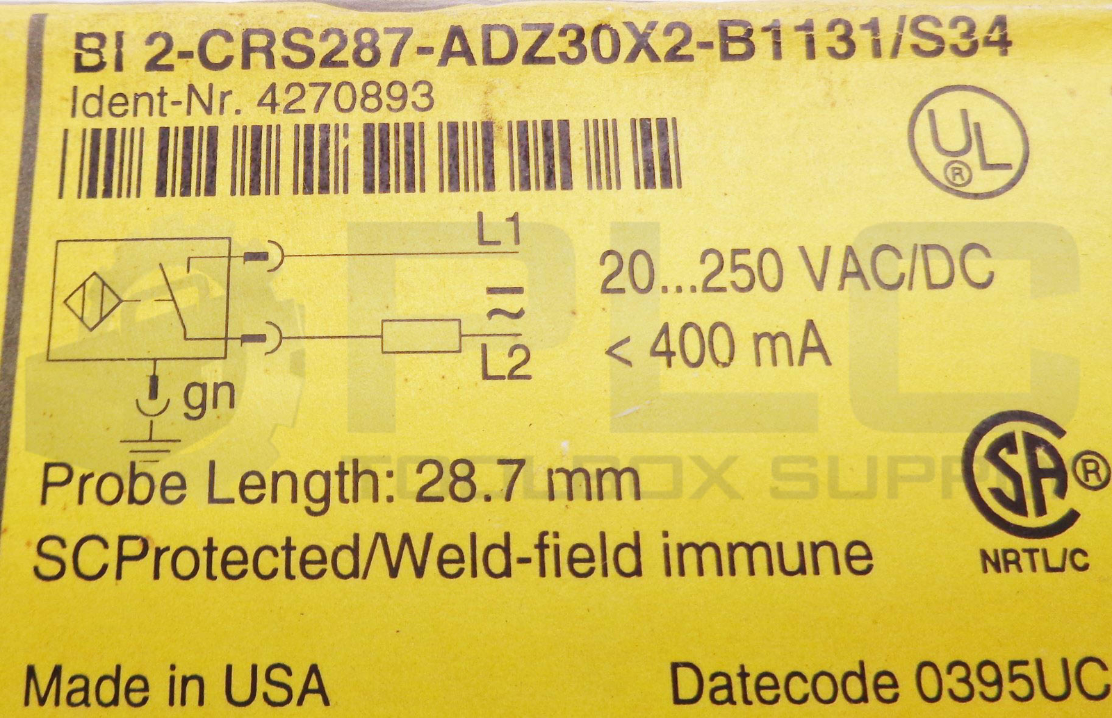 SEALED NEW TURCK BI 2-CRS287-ADZ30X2-B1131/S34 PROXIMITY SENSOR 4270893