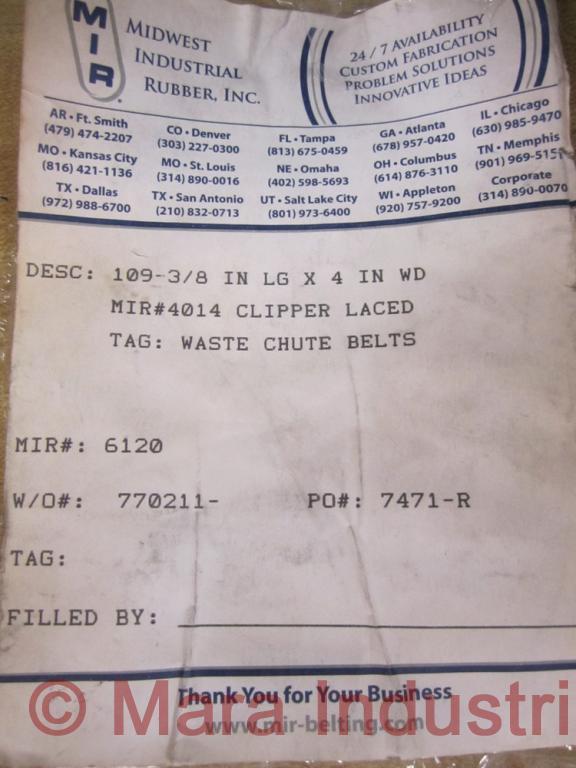 Midwest Industrial Rubber 6120 Waste Chute Belt 4014