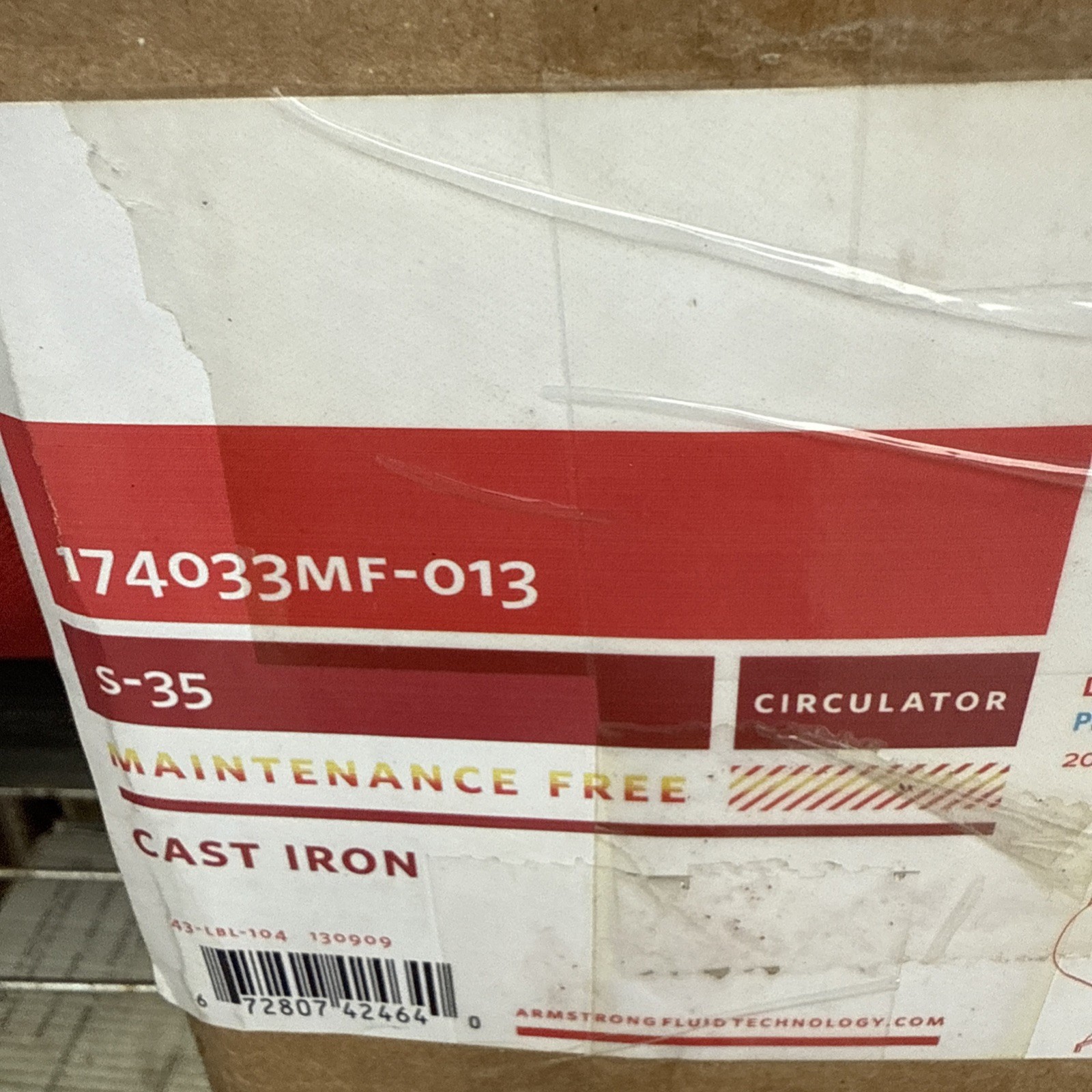 Armstrong 174033MF-013 S-35 BF Cast Iron In-Line Pump 1/6 hp