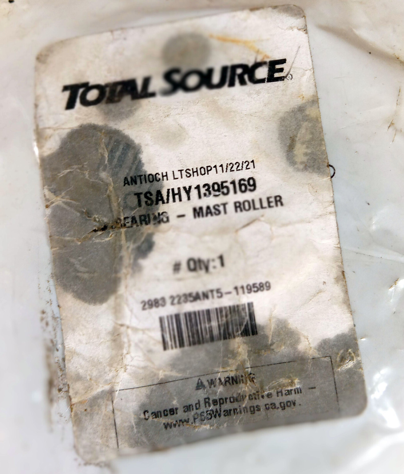 1 NEW TOTAL SOURCE TSA/HY1395169 MAST ROLLER BEARING NIB ***MAKE OFFER***