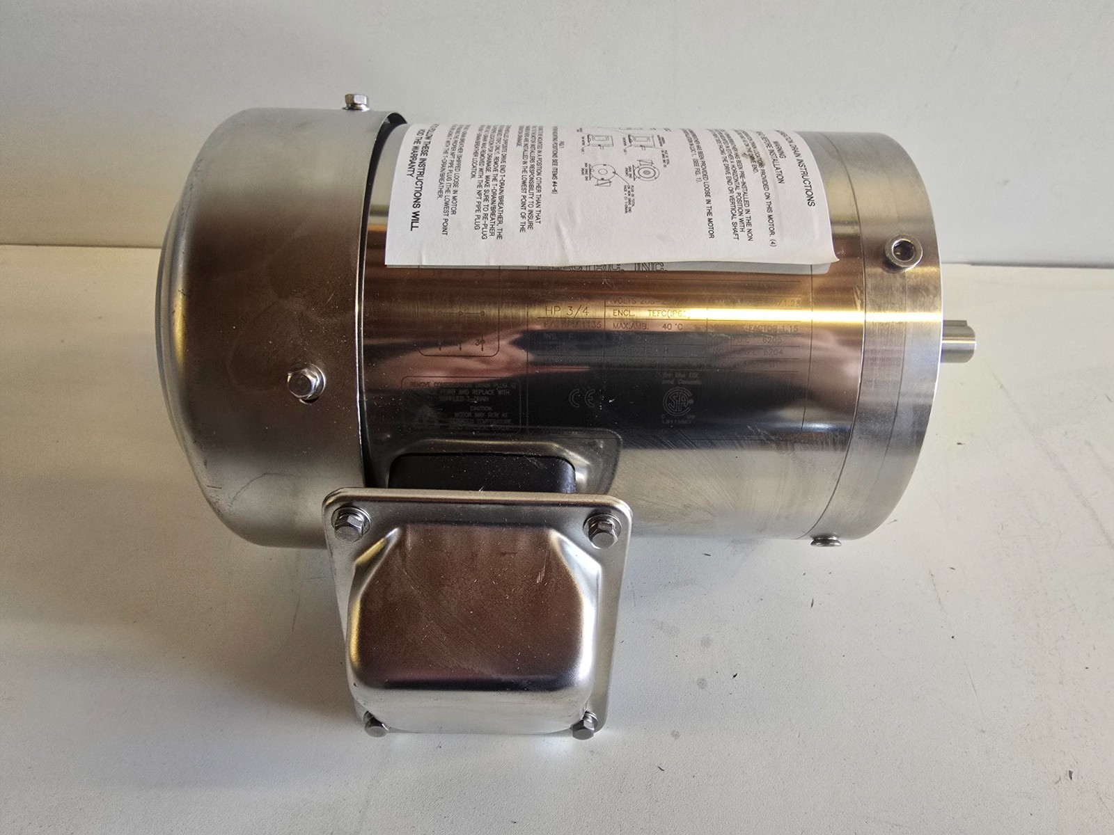 NOS! STERLING ELECTRIC NEMA PREMIUM 3/4HP STAINLESS STEEL MOTOR SBY076PCA