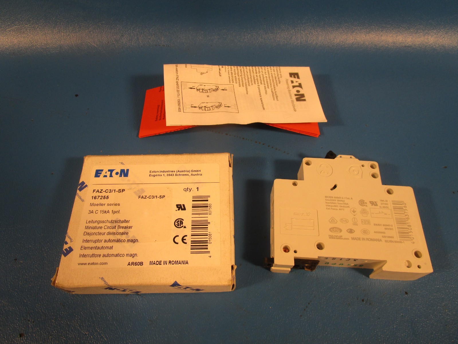 Eaton FAZ-C3/1-SP, MOTOR PROTECTION CIRCUIT BREAKER 3 AMP