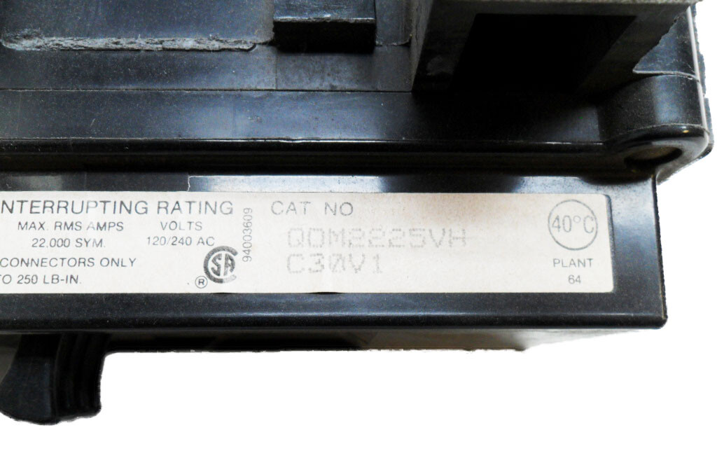 SQUARE D QOM2225VH CIRCUIT BREAKER 2 POLE 120-240VAC 225A QQM2