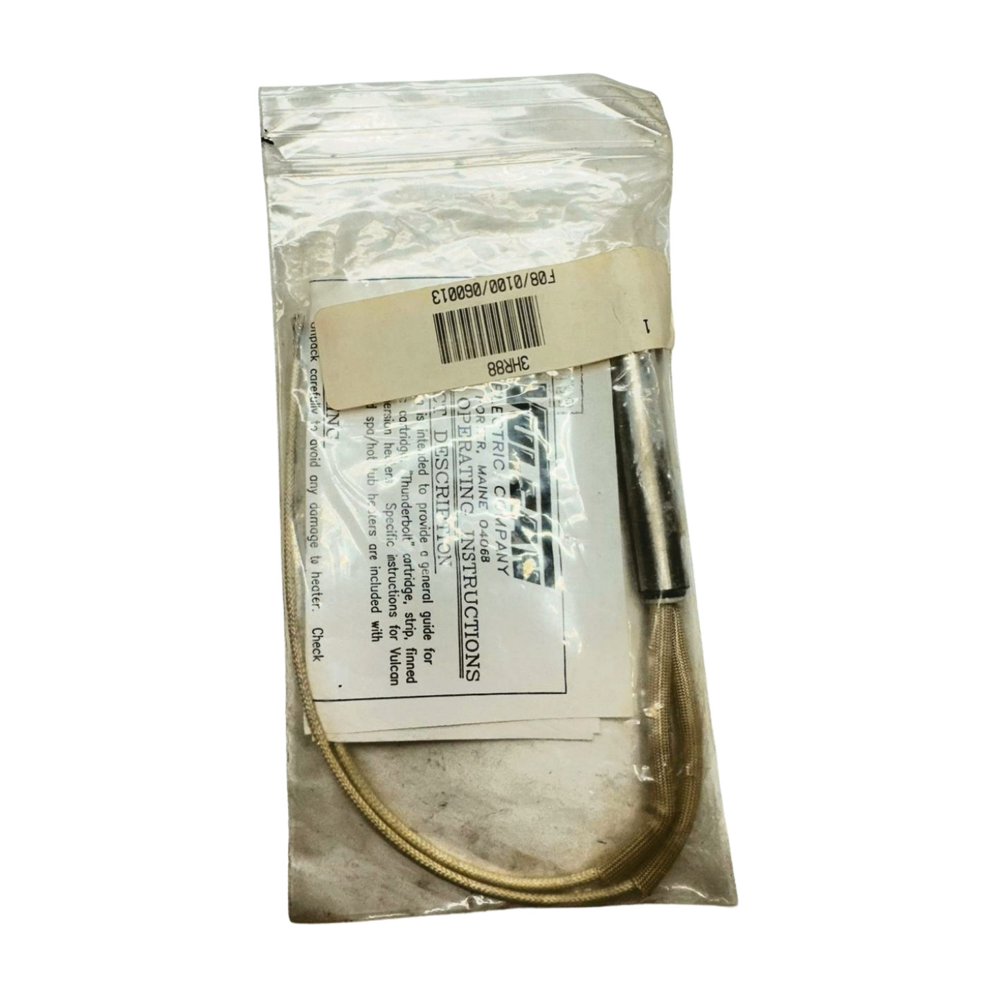 Vulcan TB505A Swaged Cartridge Heater, 250W, 120V, 3HR88, 4TB1, F08/0100/060013