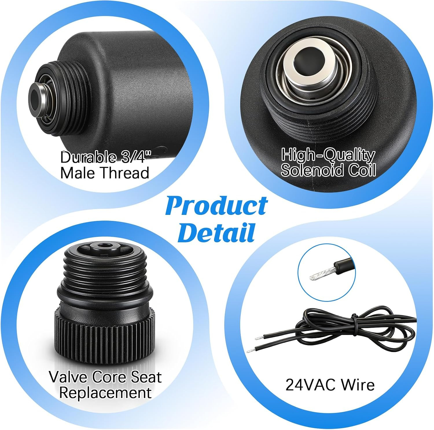 2 Pack 24VAC Irrigation Valve Solenoid Replacement, 2-Way Solenoid with Plunger