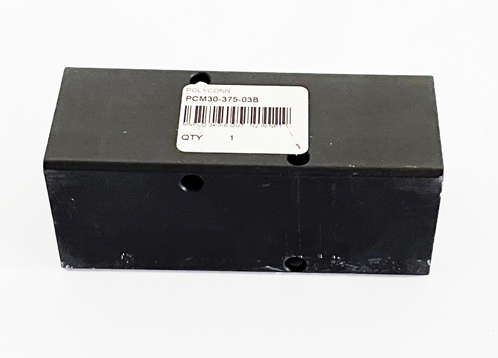 NEW POLYCONN PCM30-375-03B MANIFOLD 3/8 NPT OUT x 1/2 NPT IN 3-3/4 L X 1-1/2 W
