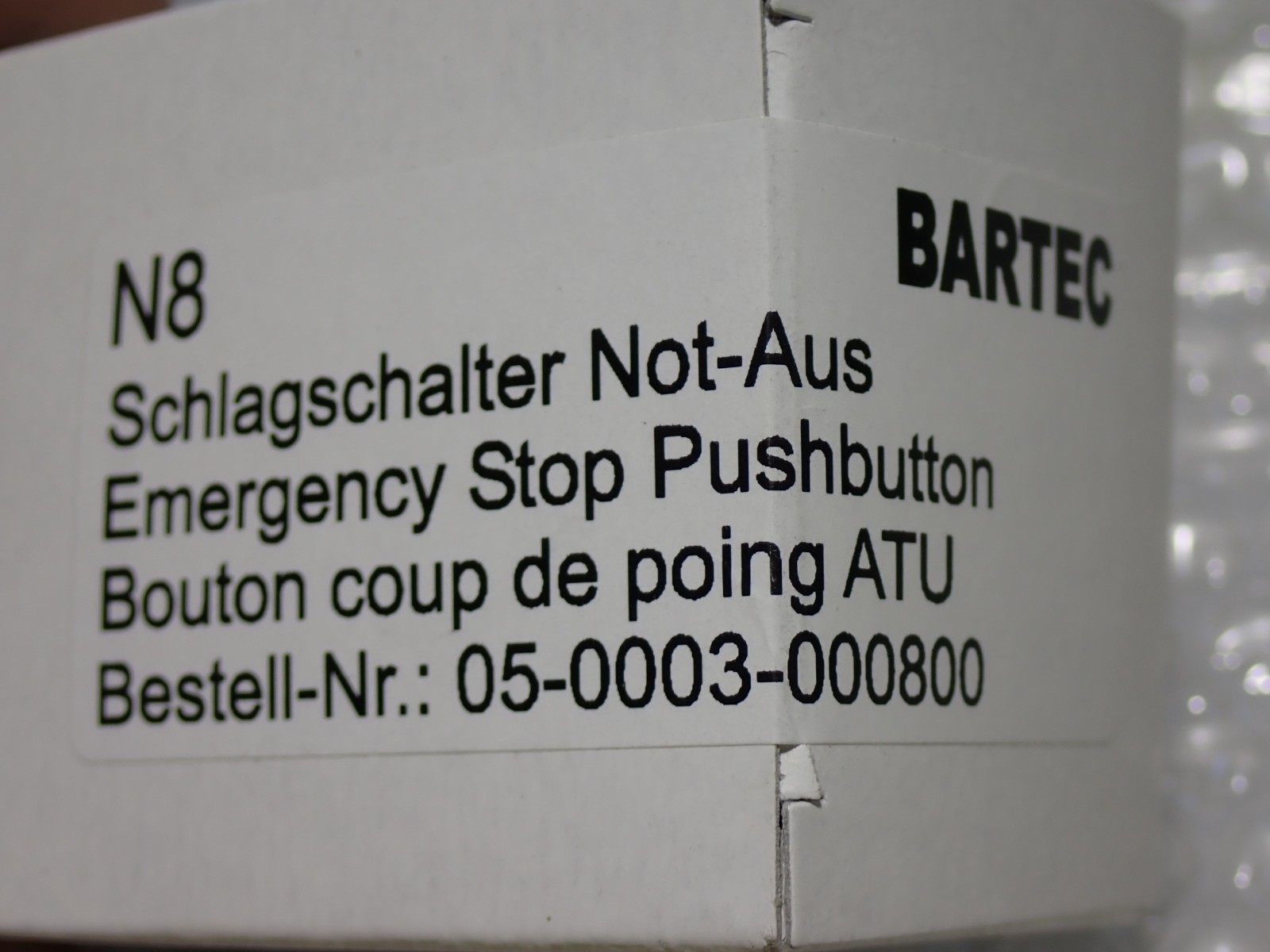 BARTEC 05-0003-00 08/00 Emergency Stop Pushbutton New