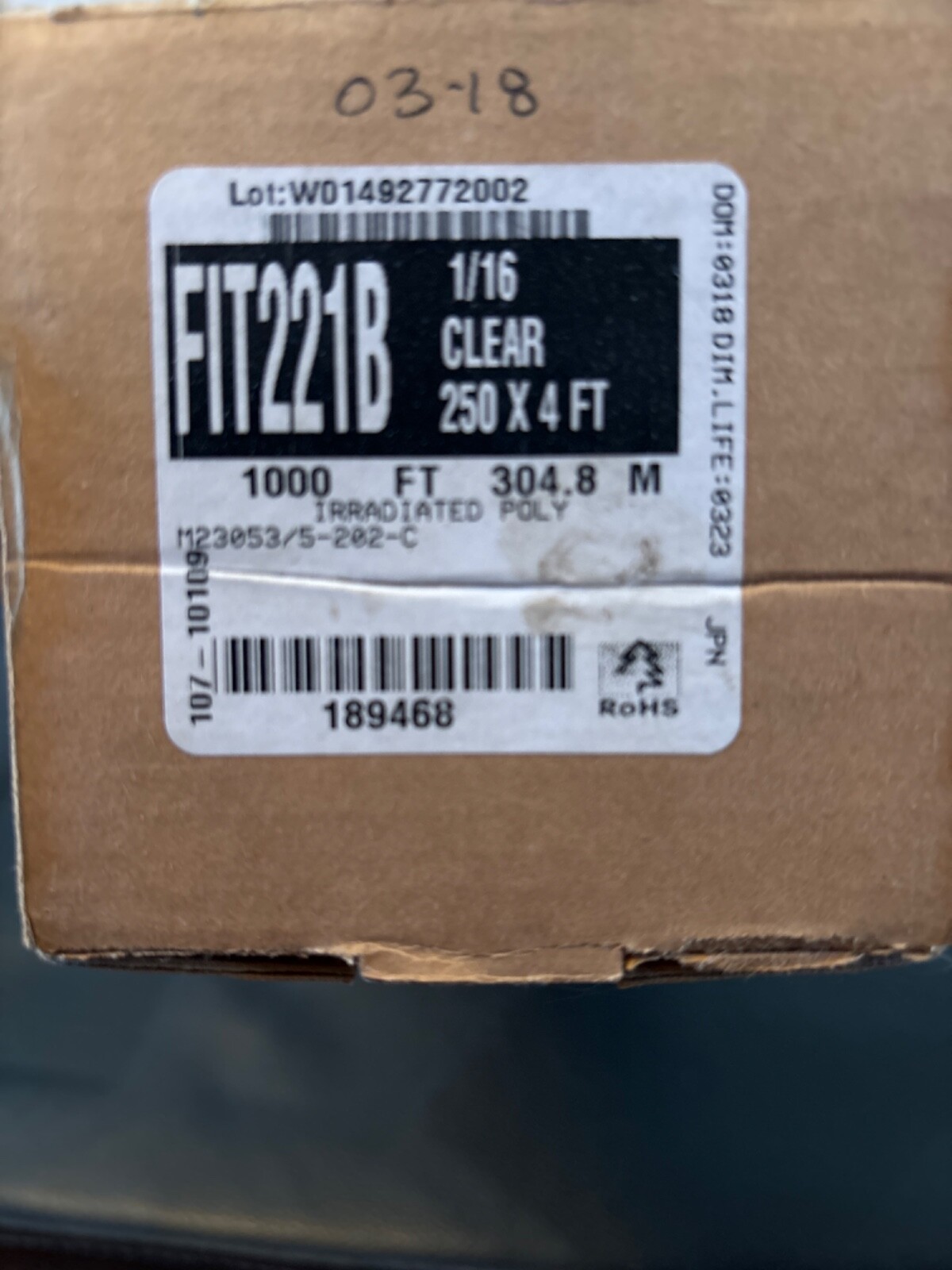 ALPHA WIRE FIT-221B-1/16 1000 clear Heat Shrink Tubing, Flexible 0.0