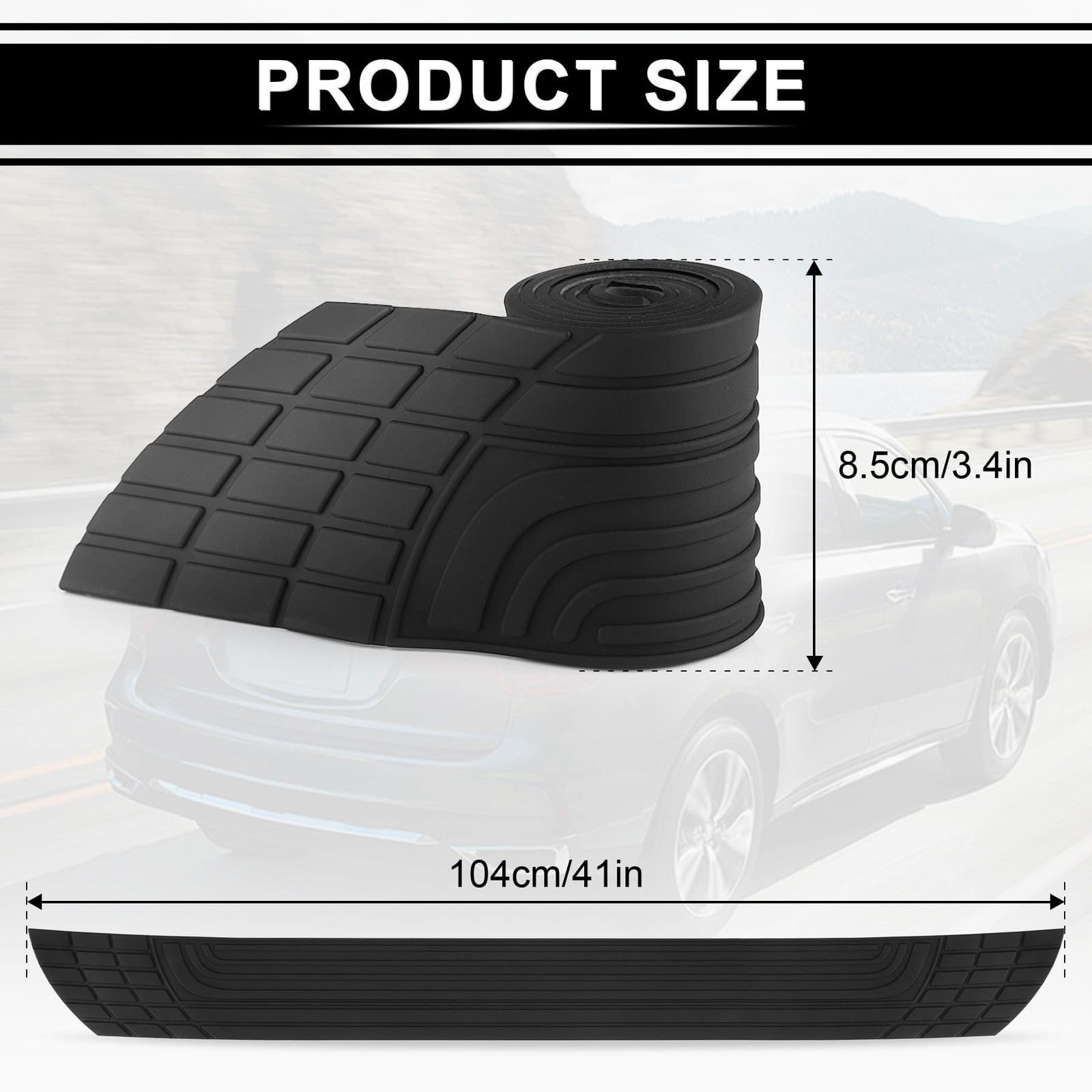 Car Rear Bumper Protector, 42inch x3.4inch Car/SUV Universal Rubber AntiScrat…