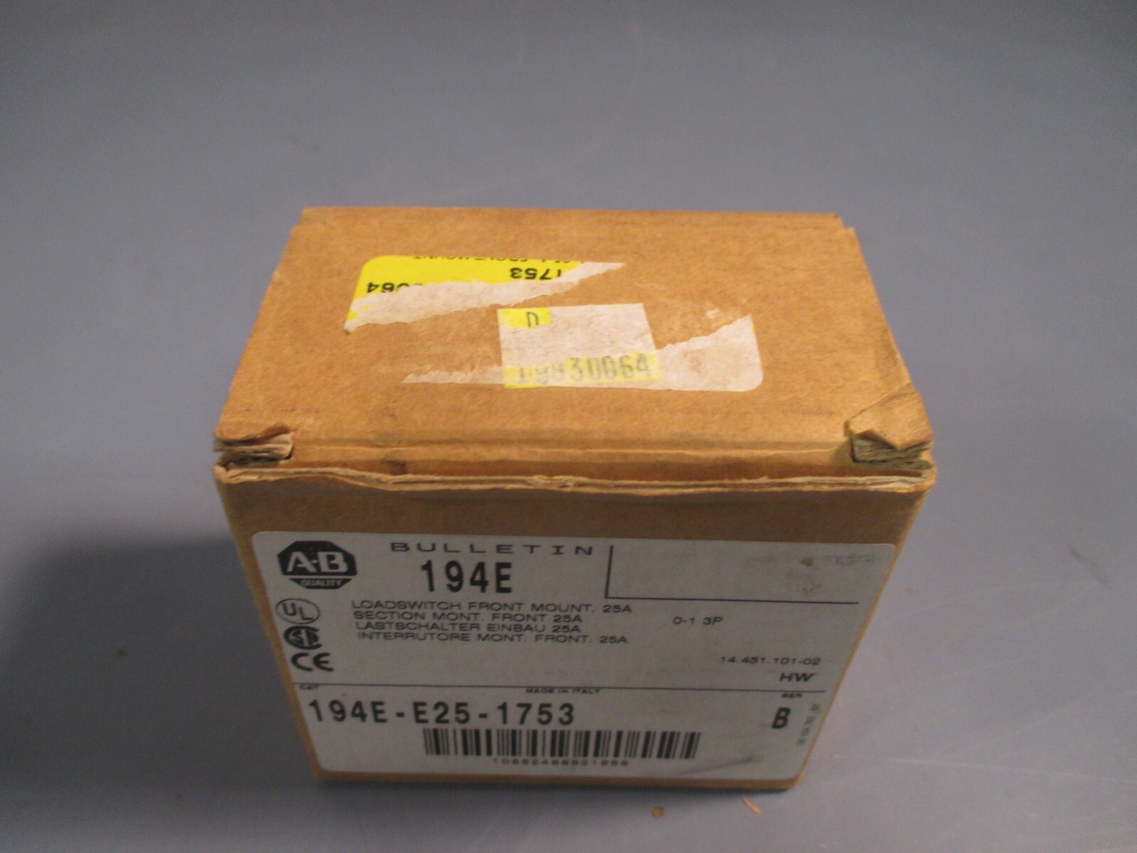 ALLEN BRADLEY LOADSWITCH FRONT MOUNT SERIES B 194E-E25-1753