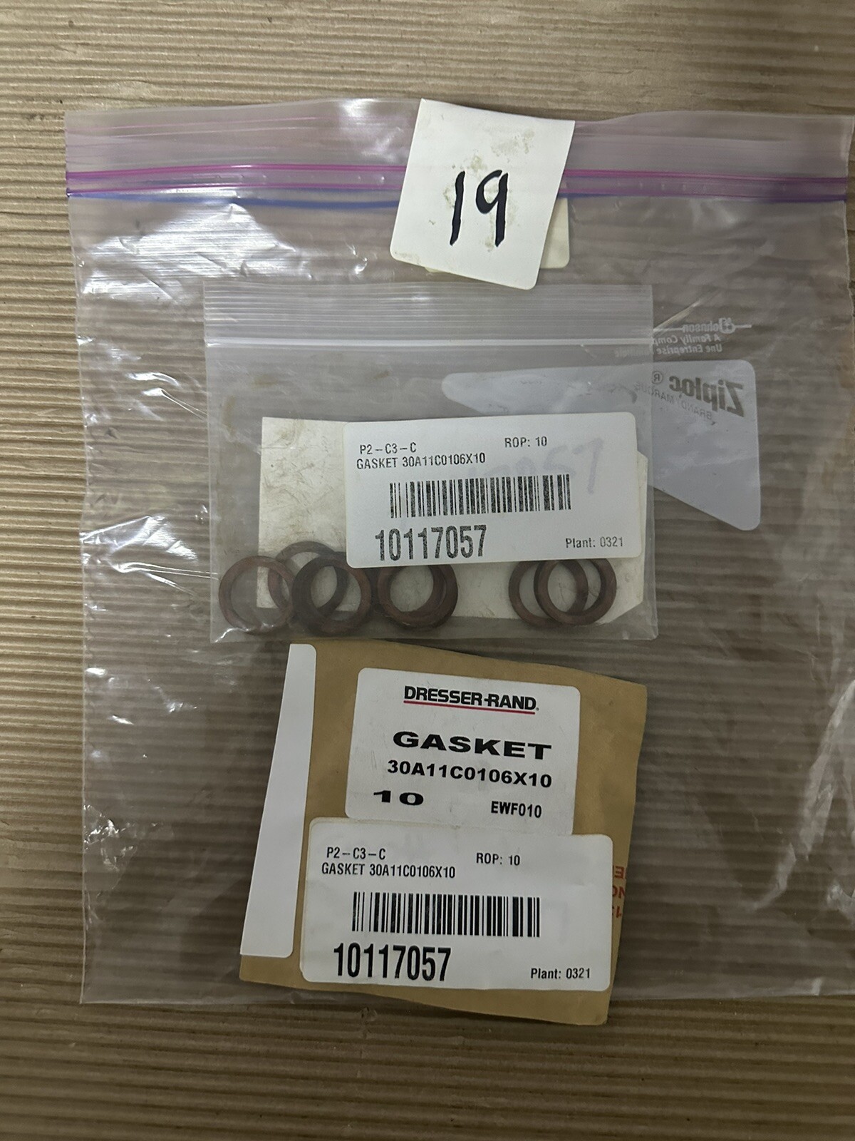 Lot Of 19 Ingersoll Rand/Dresser Gas Compressor Gasket Part Number 30A11C0106X10