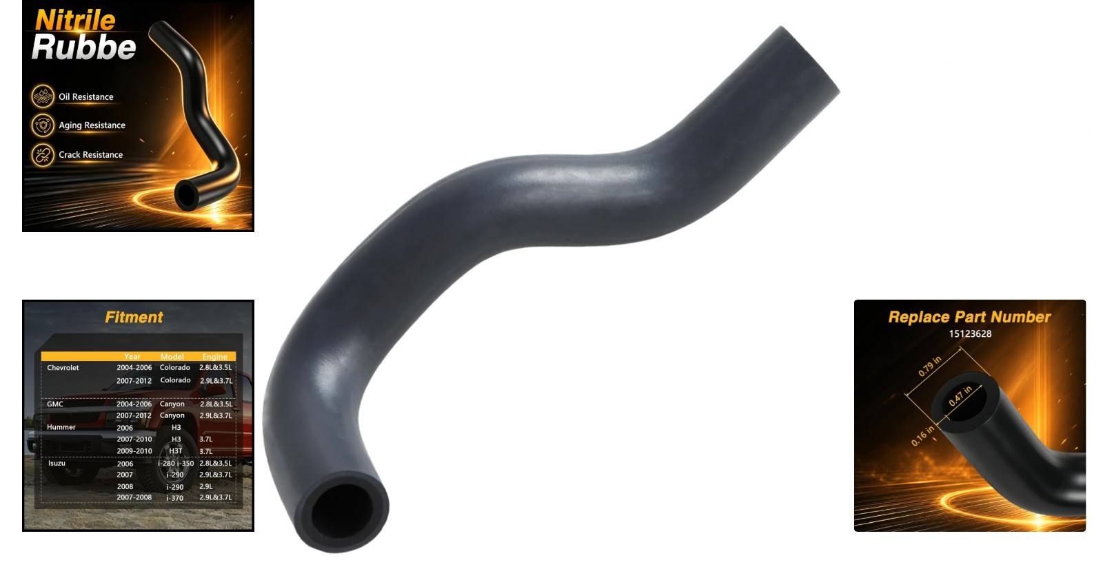 Improved Engine Crankcase Breather Hose,Double Layer Rubber Crank Ventilation PC
