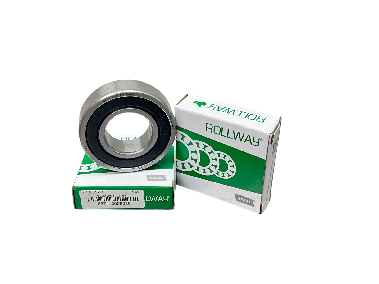 EUC-2PCS ROLLWAY 62052RSC3EMQ BEARING, 6205 2RS C3 EMQ