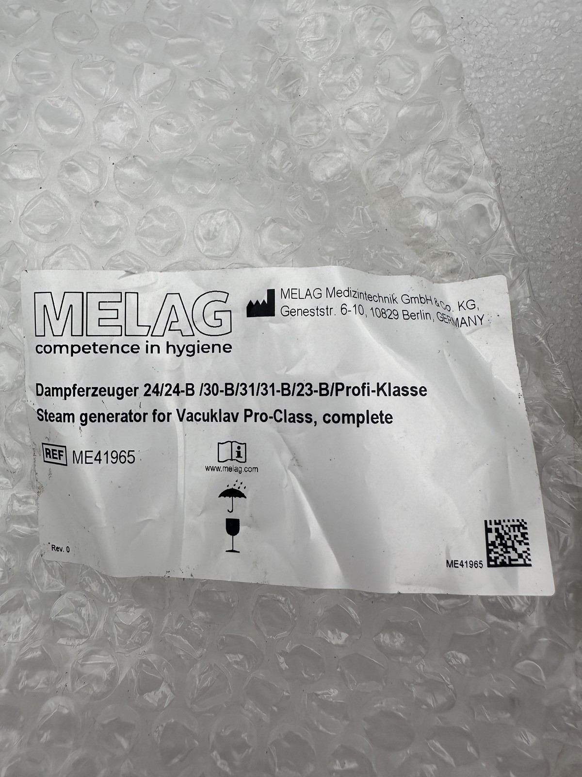 MELAG ME41965 Complete Pro-Class Steam Generator (+L019)