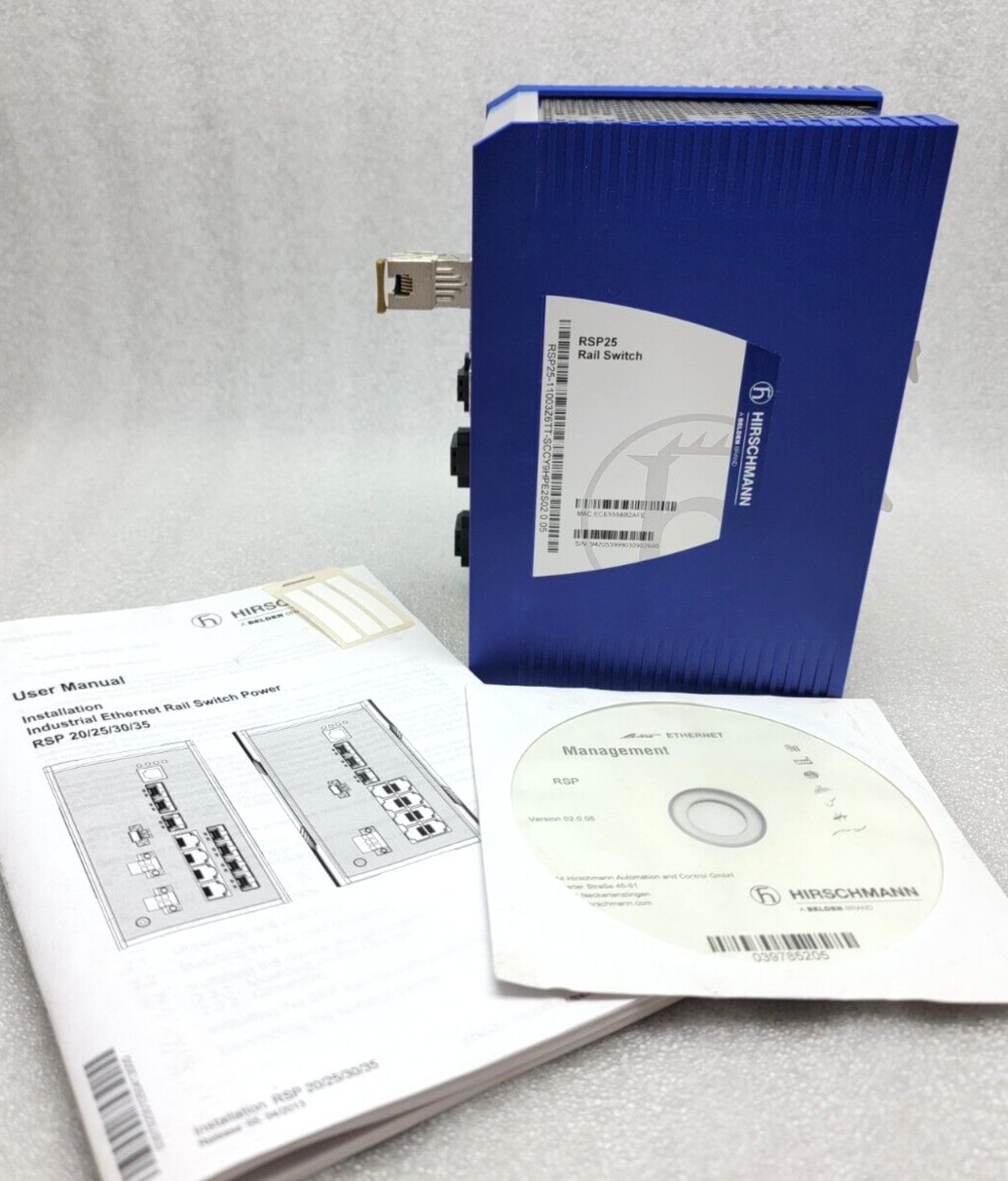 NEW HIRSCHMANN RSP25 RAIL SWITCH WITH AXCEN SFP-100TX COPPER SFP 8 PORT