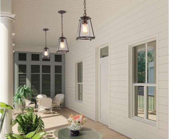 LNC Asaf 1-Light Oil-Rubbed Bronze Mini Lantern Pendant Light with Seeded Glass