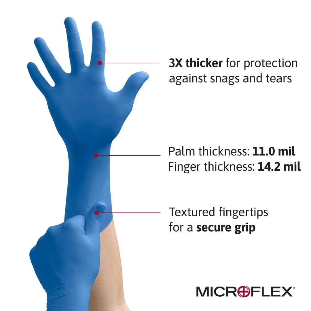 Microflex SG-375 Disposable Latex Gloves Medical / Exam Grade, Long Cuff, Thick