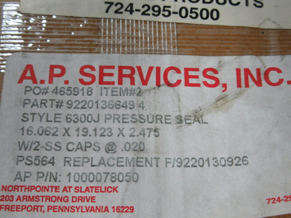 A. P. Services 9220136649 4 Pressure Seal 6300J