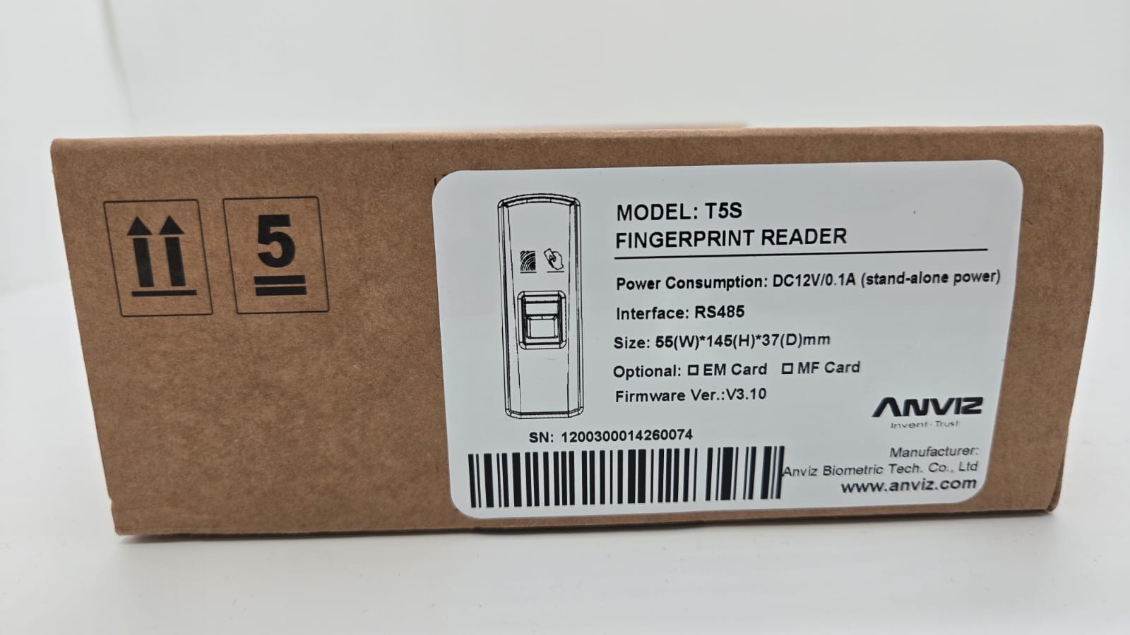 Original ANVIZ T5S Fingerprint & RFID Reader Slave Unit Biometric Access Control