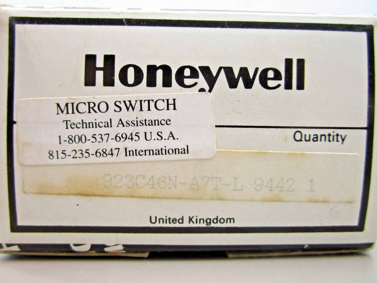Honeywell 923C46N-A7T-L Micro Limit Switch Style Proximity Sensor Series 923C