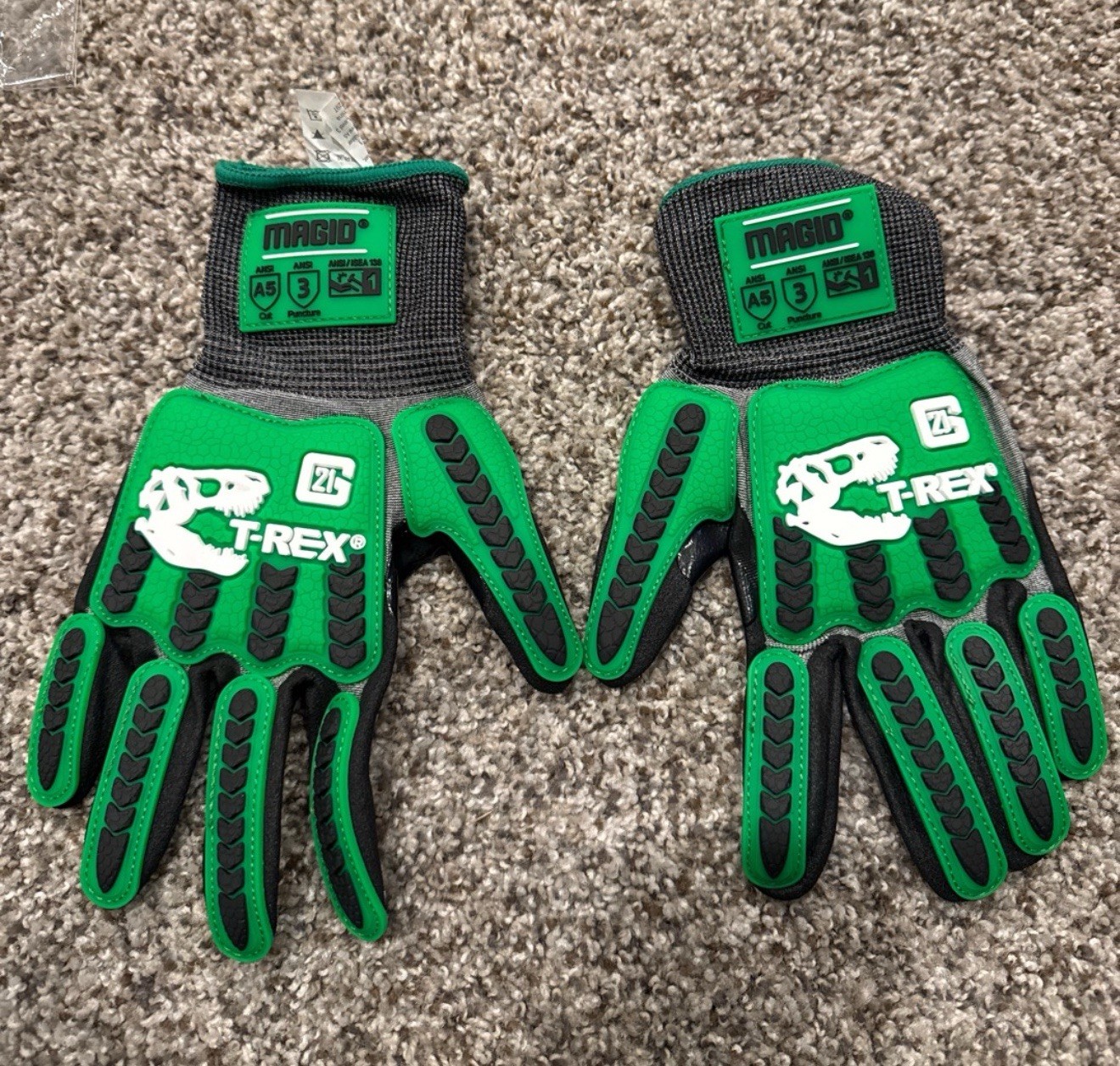 Magid T-REX TRX453 Cut Level A5 Impact ANSI Work Gloves Medium Green Black Grip