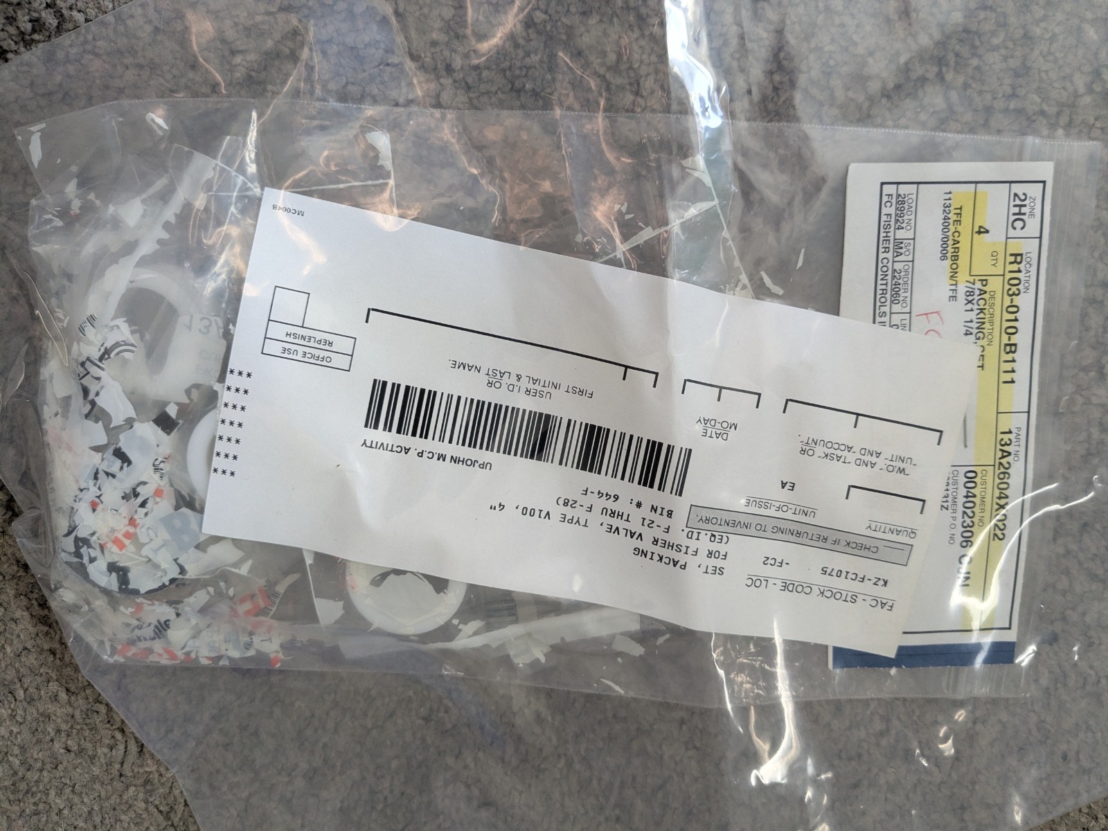 Fisher Controls 13A2604X022 Valve Packing Set TFE-Carbon for V100 4″ NOS