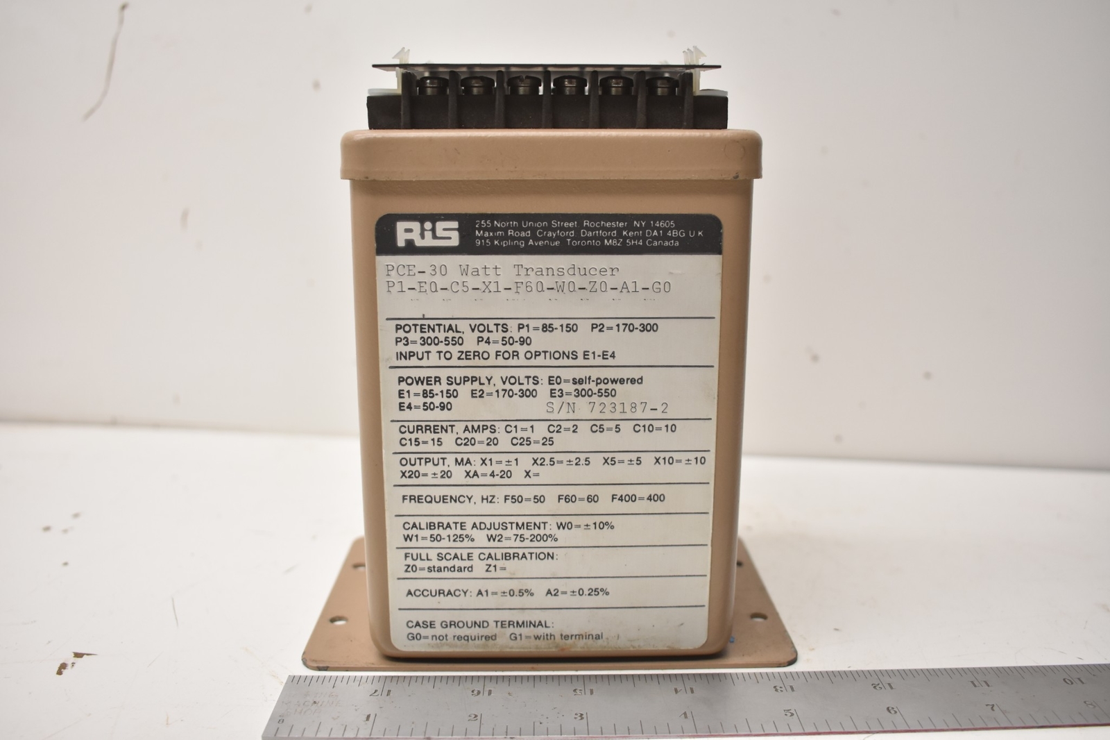 ROCHESTER INSTRUMENTS SYSTEMS PCE-30 WATT TRANSDUCER P1-E0-C5-X1-F60-W0-Z0-A1-G0