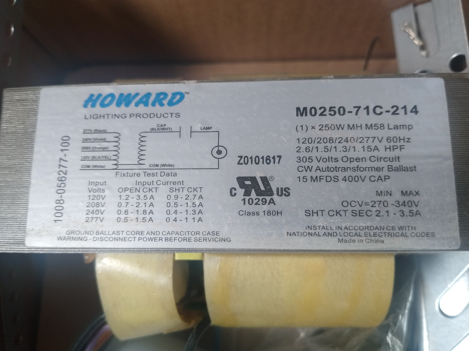 NEW HOWARD INDUSTRIES M-250-4T-CWA-K BALLAST KIT 1093-910390-350 High Intensity