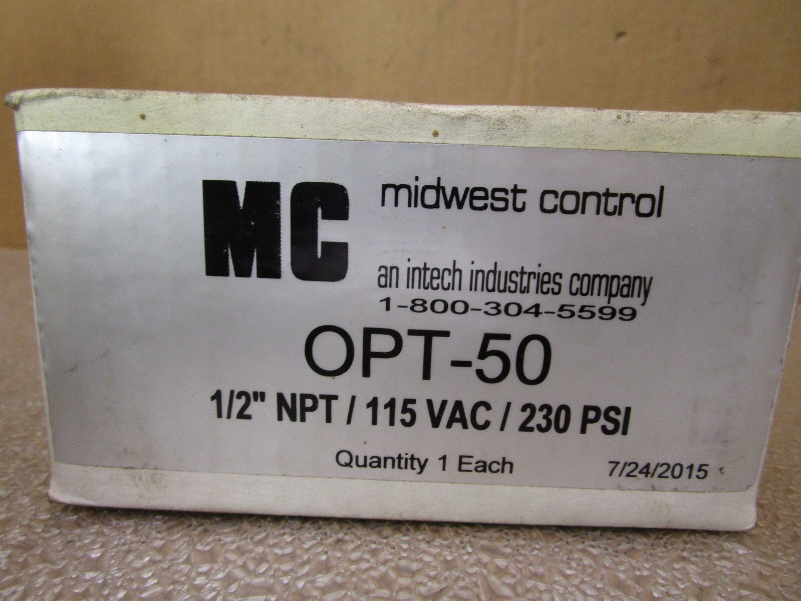 New Open Box Midwest Control OPT-50 1/2″ NPT/115VAC/230PSI 51772HM