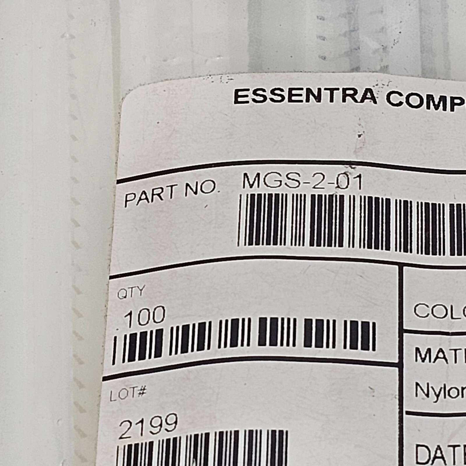 (QTY 100) Essentra Components MGS-2-01 Grommet Strips, Nylon 6/6, Natural Color