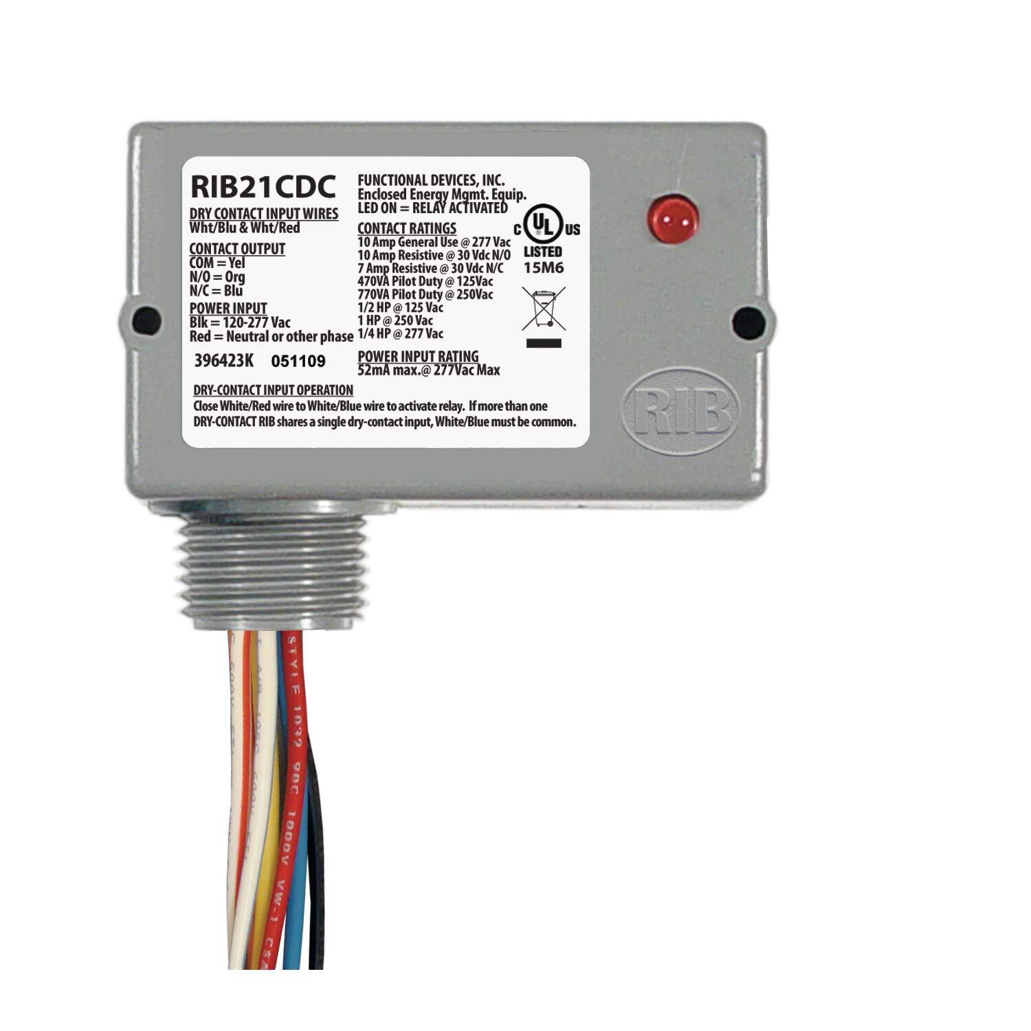 Functional Devices RIB21CDC Dry Contact Relay 10 Amp SPDT Class 2 Dry Contact