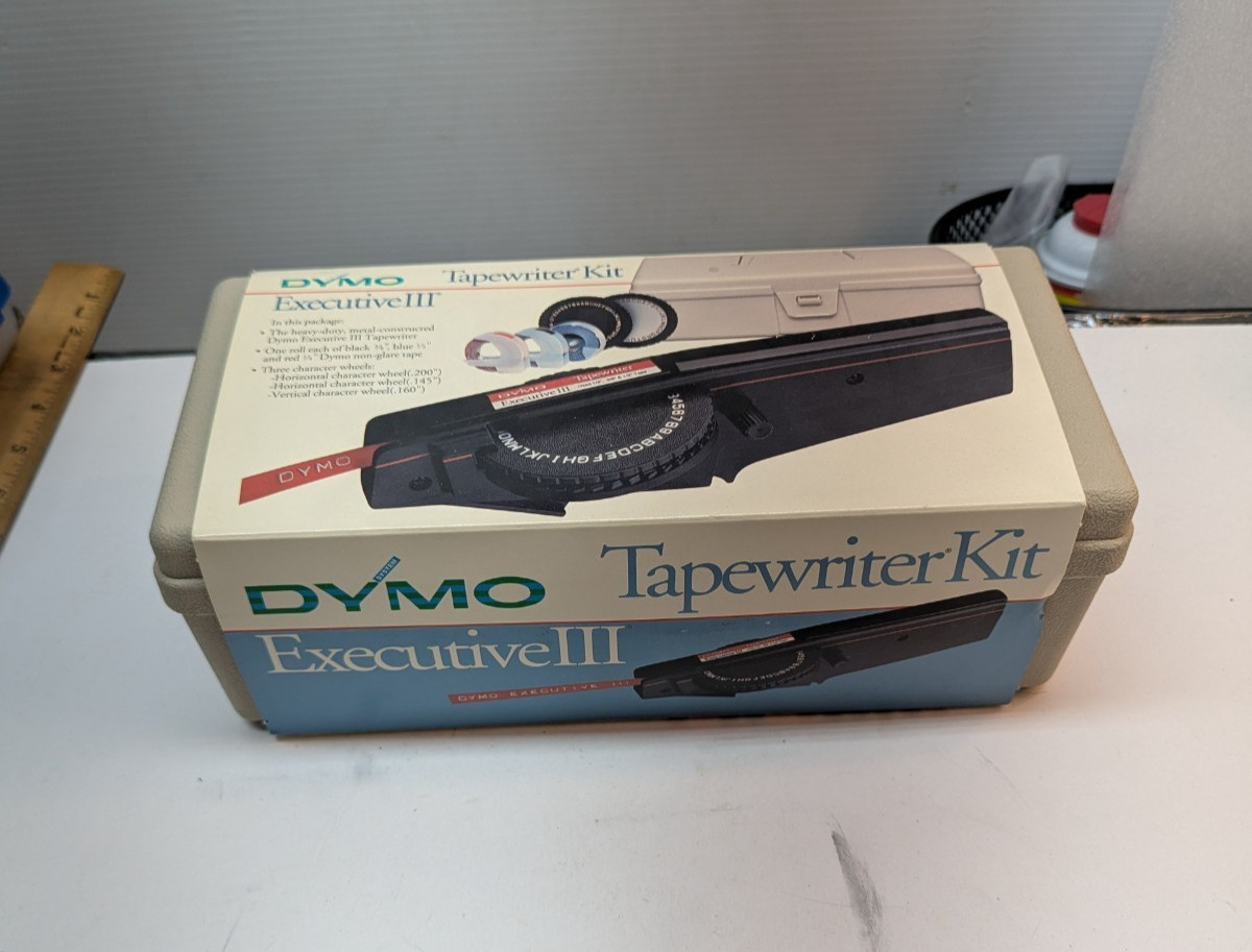 DYMO Exclusive III Tapewriter Kit #1575-04 with Hard Plastic Case Made in USA