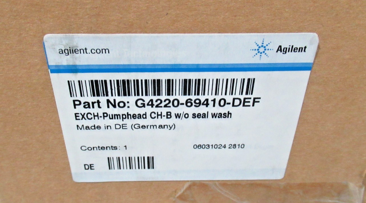 Agilent Technologies G4220-69410 Pump Head, Channel B, W/O Seal Wash
