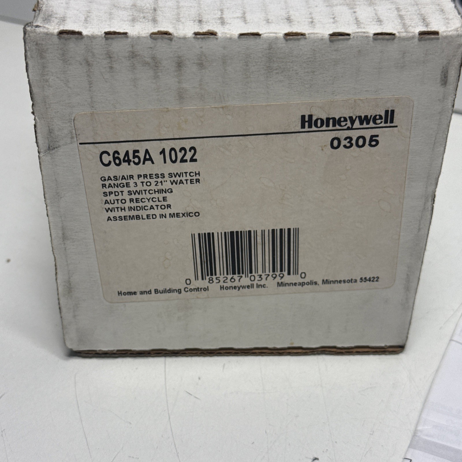 NEW HONEYWELL C645A-1022 GAS / AIR PRESSURE SWITCH