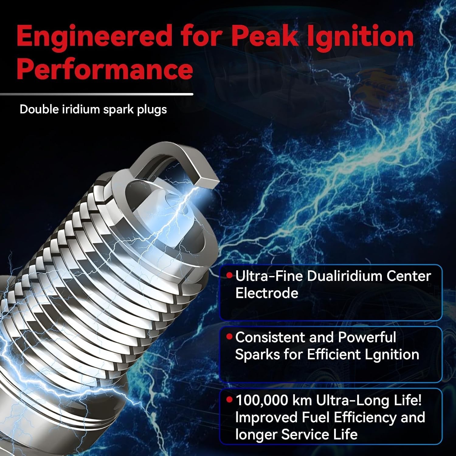 UF651 Ignition Coils & 9723 Iridium Spark Plugs Compatible with Hyundai Elantra