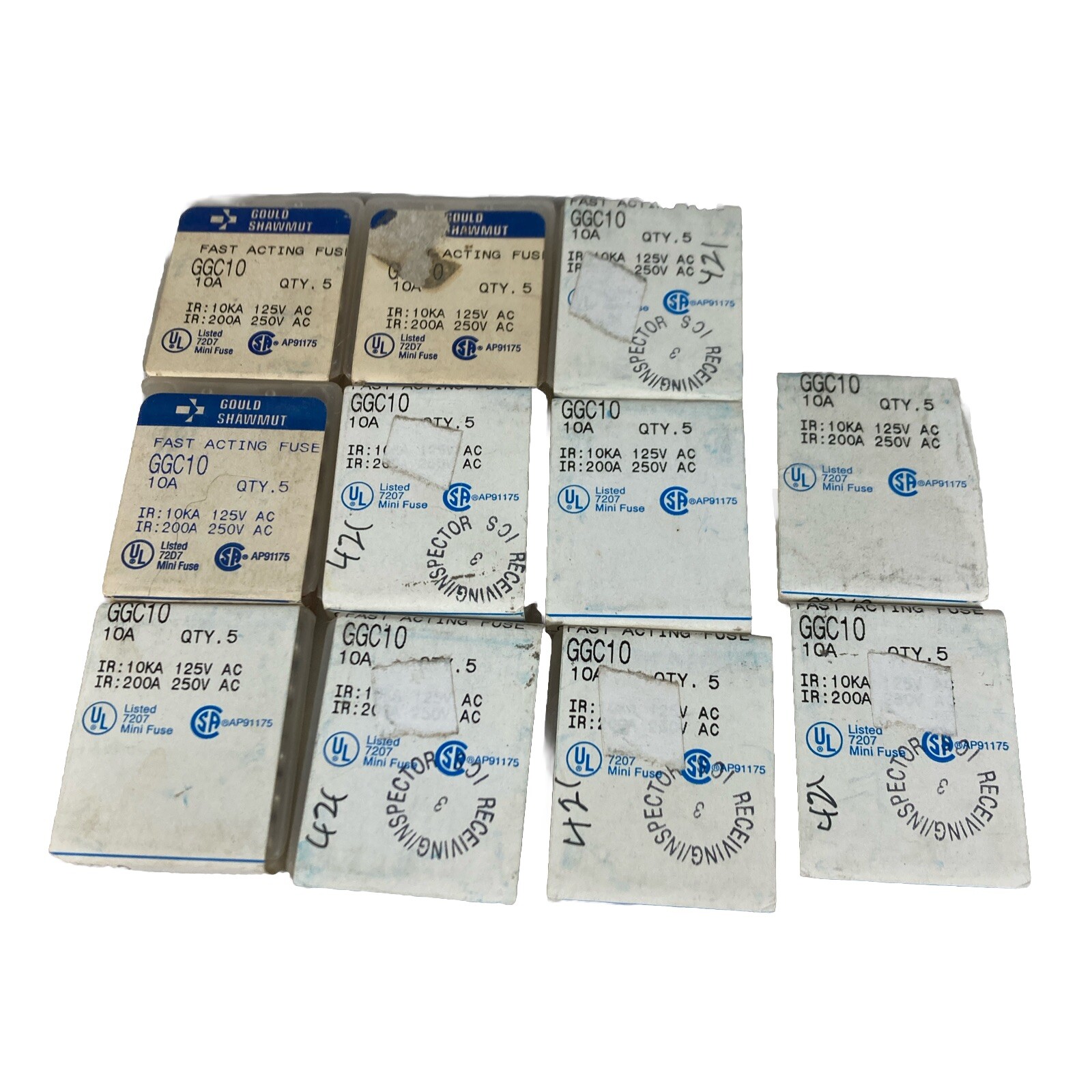 Lot of 55 Gould Shawmut GGC10 32V 10 Amp 1/4″ x 1-1/4″ Glass Automotive Fuses