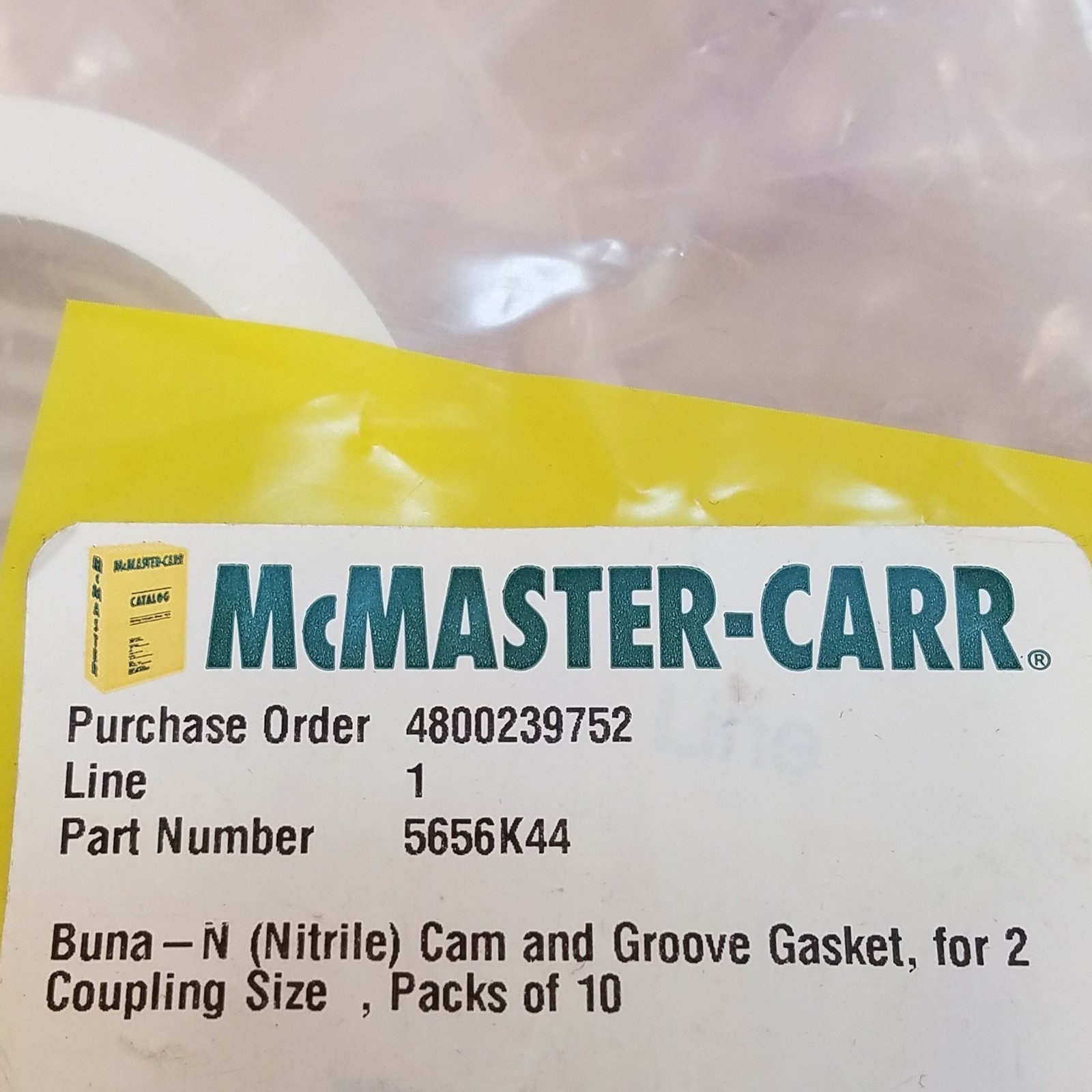 McMaster-Carr 5656K44 Cam and Groove Gaskets, Nitrile – NEW