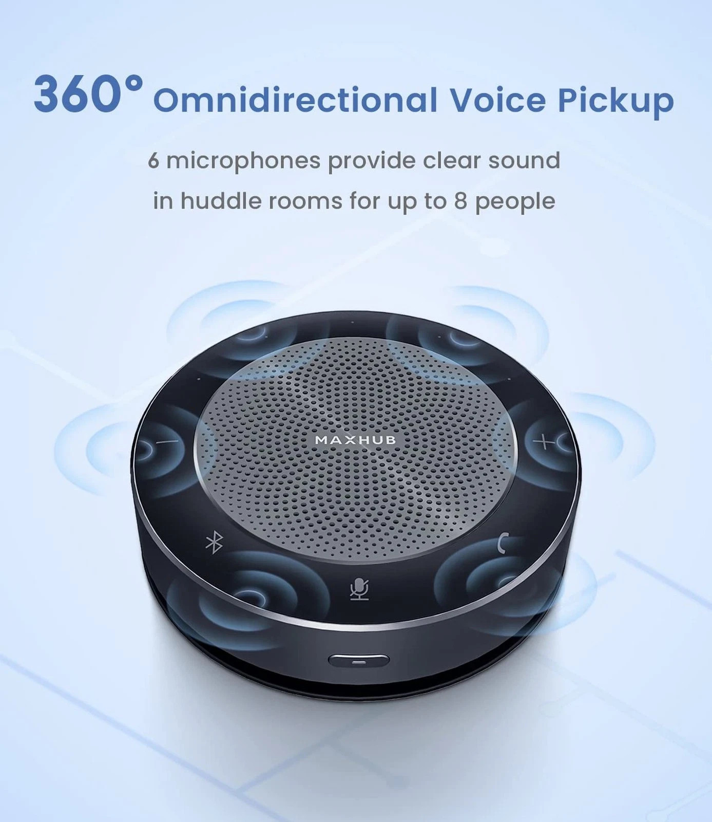 MAXHUB Upgraded BM21 Bluetooth Conference Speakerphone, USB Speaker with 6 Mics