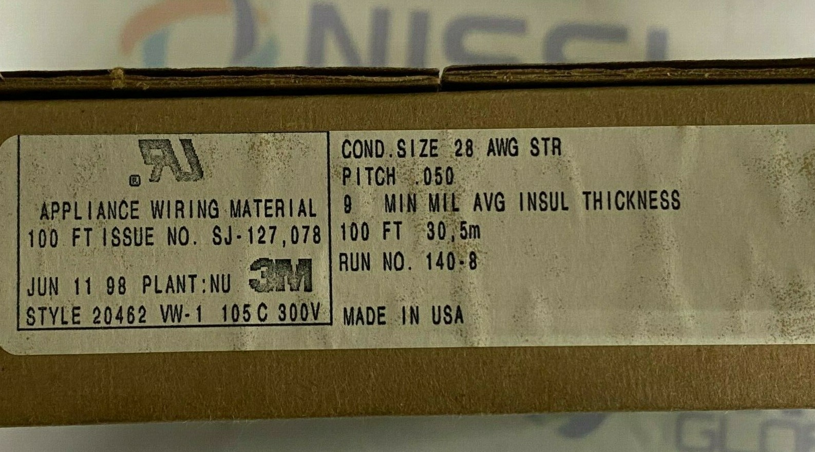 3M 1700/20 Flat Cables .05″ 20C 28AWG 100′ 10 COLOR TWISTED 1700/20-100
