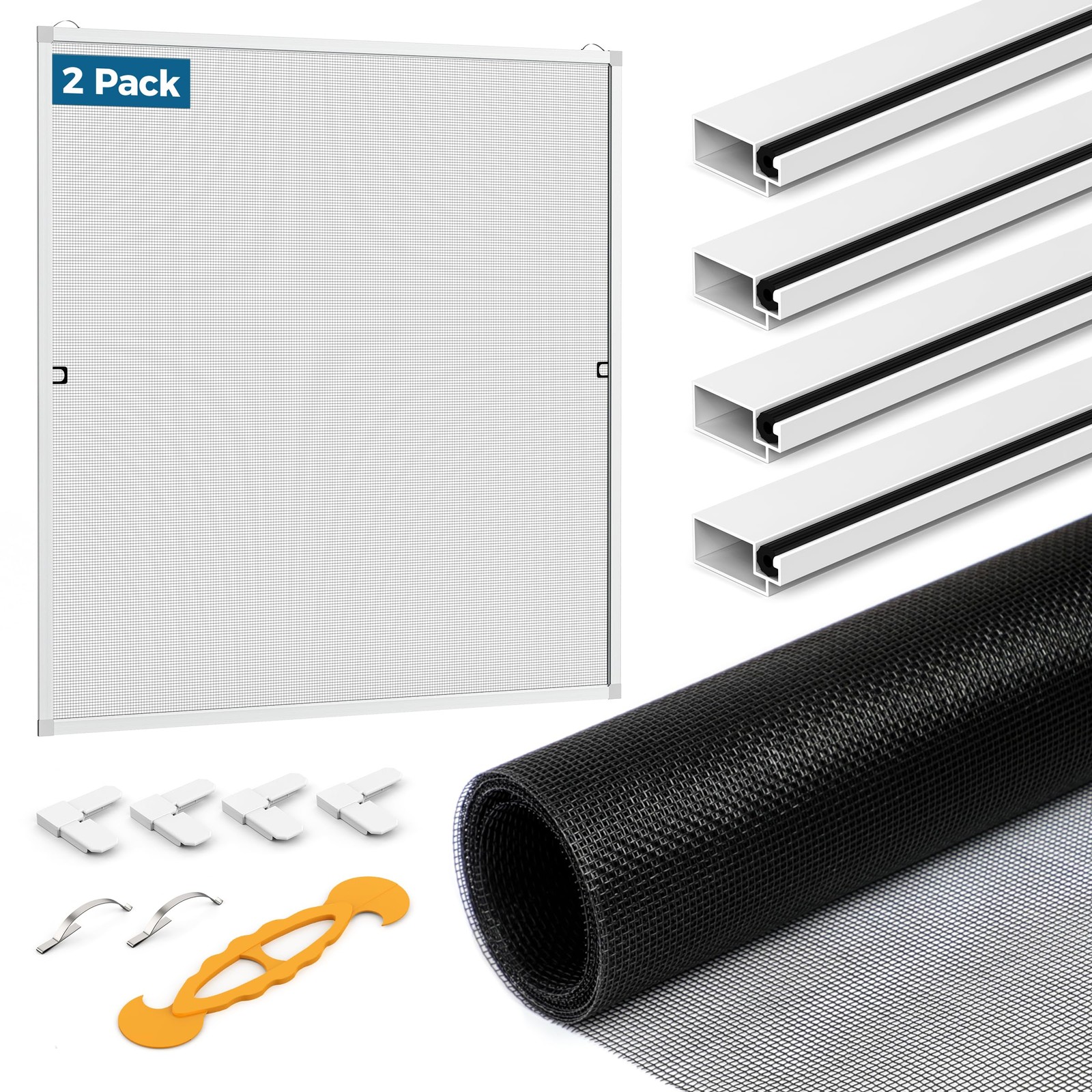 Augblinds 2 Sets Window Screen Frame Kit, 5/16 46 in X 46 (2 Pack), White