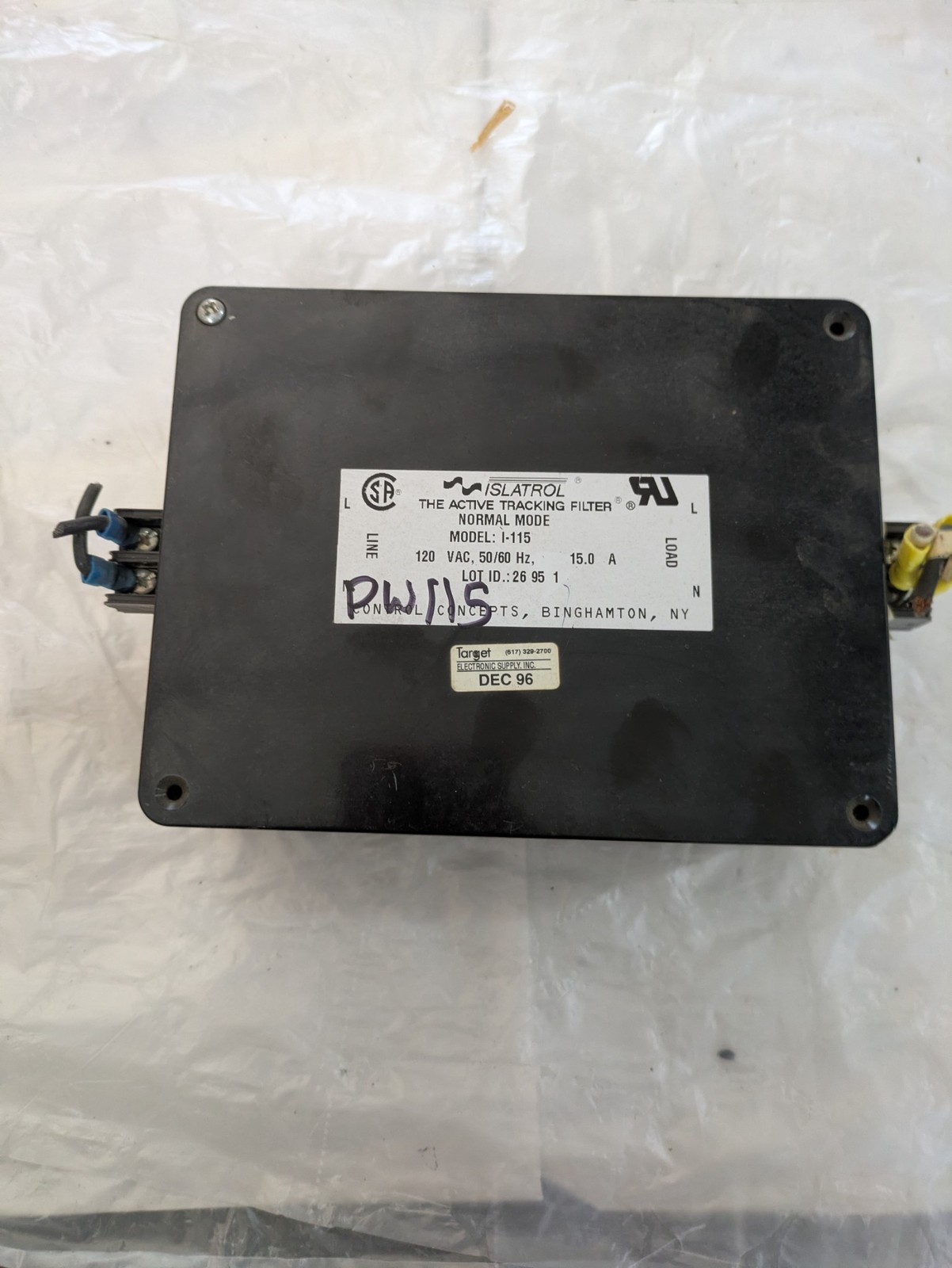 ISLATROL I-115 ACTIVE TRACKING FILTER 120VAC 50/60HZ 15.0A