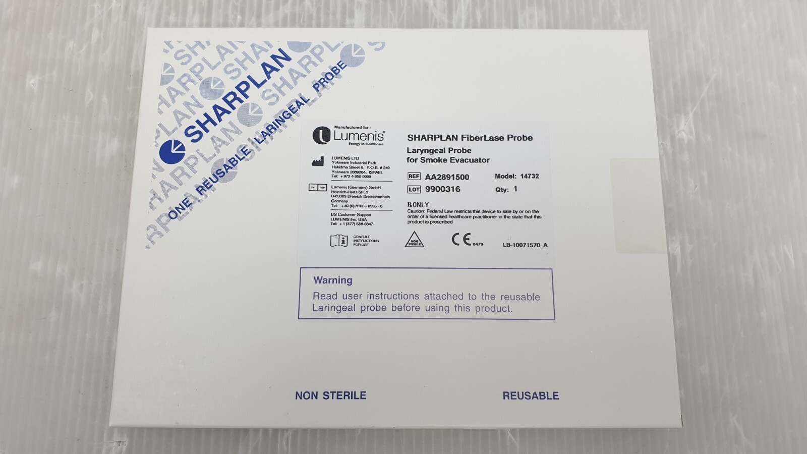 SHARPLAN FiberLase Probe Laryngeal Probe For Evacuator AA2891500, 14732