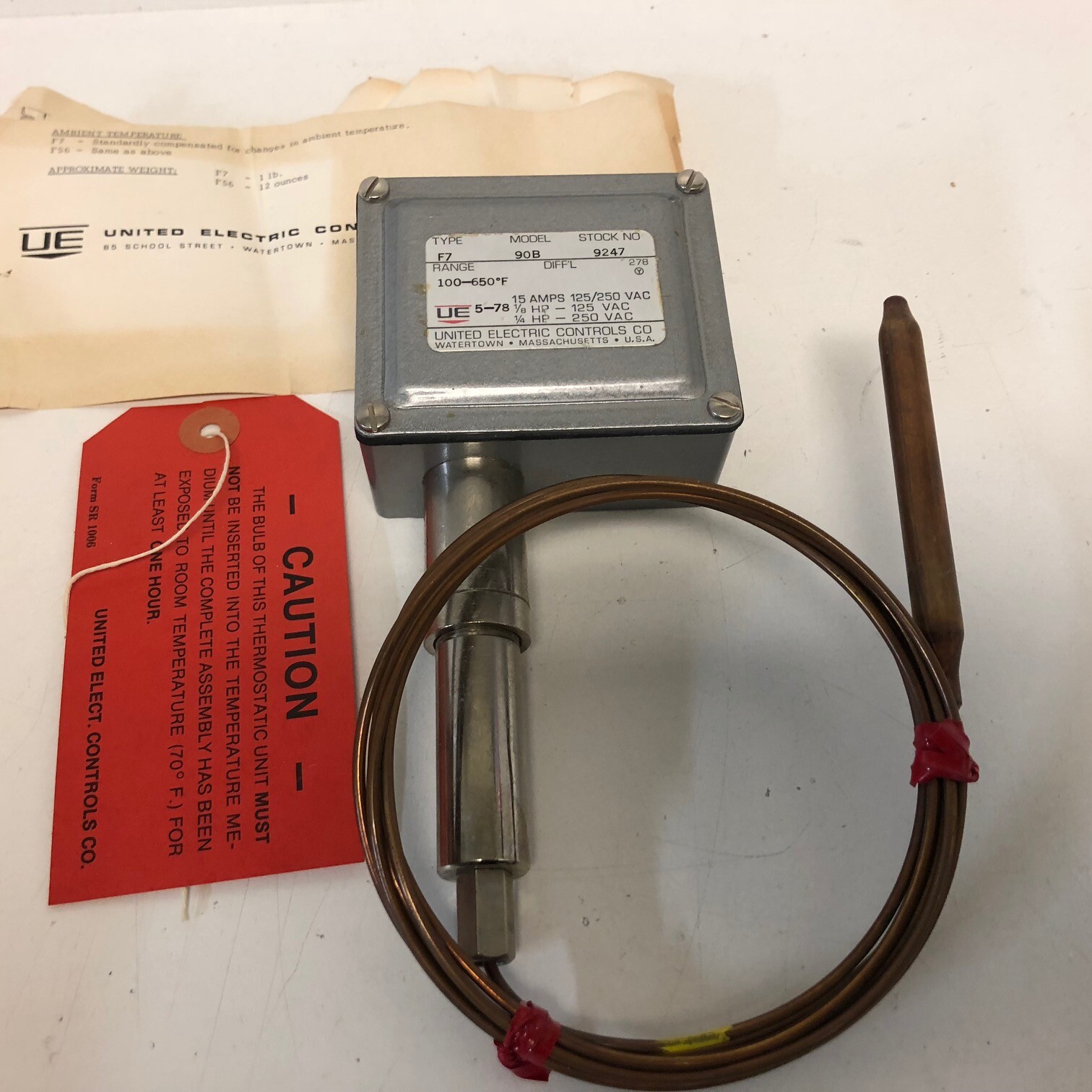 NEW OLD STOCK! UNITED ELECTRIC CONTROLS UE PRESSURE SWITCH 100-650F F7-90B-9247