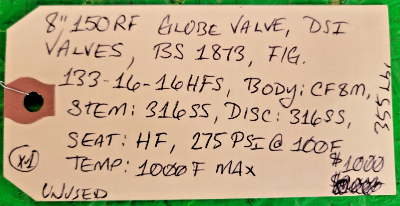 🟠8″ 150RF GLOBE VALVE BS1873 133-16-16HFS PESSCO OFFERING 1 G082525-3 🗽