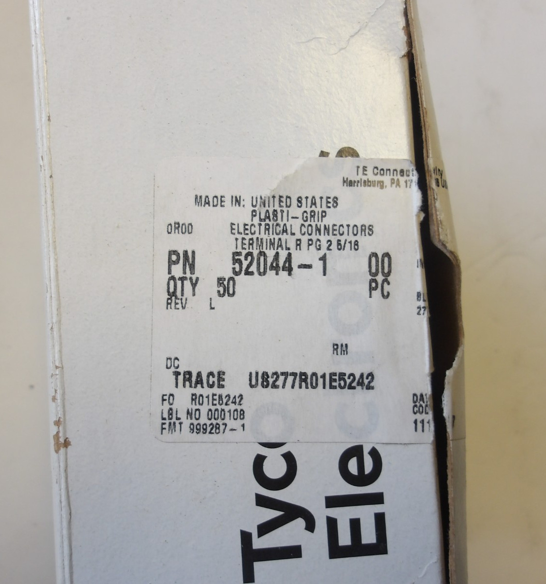 TYCO ELECTRONICS P/N: 52044-1 TERMINAL R PG 2 5/16 BOX OF 50 BRAND NEW